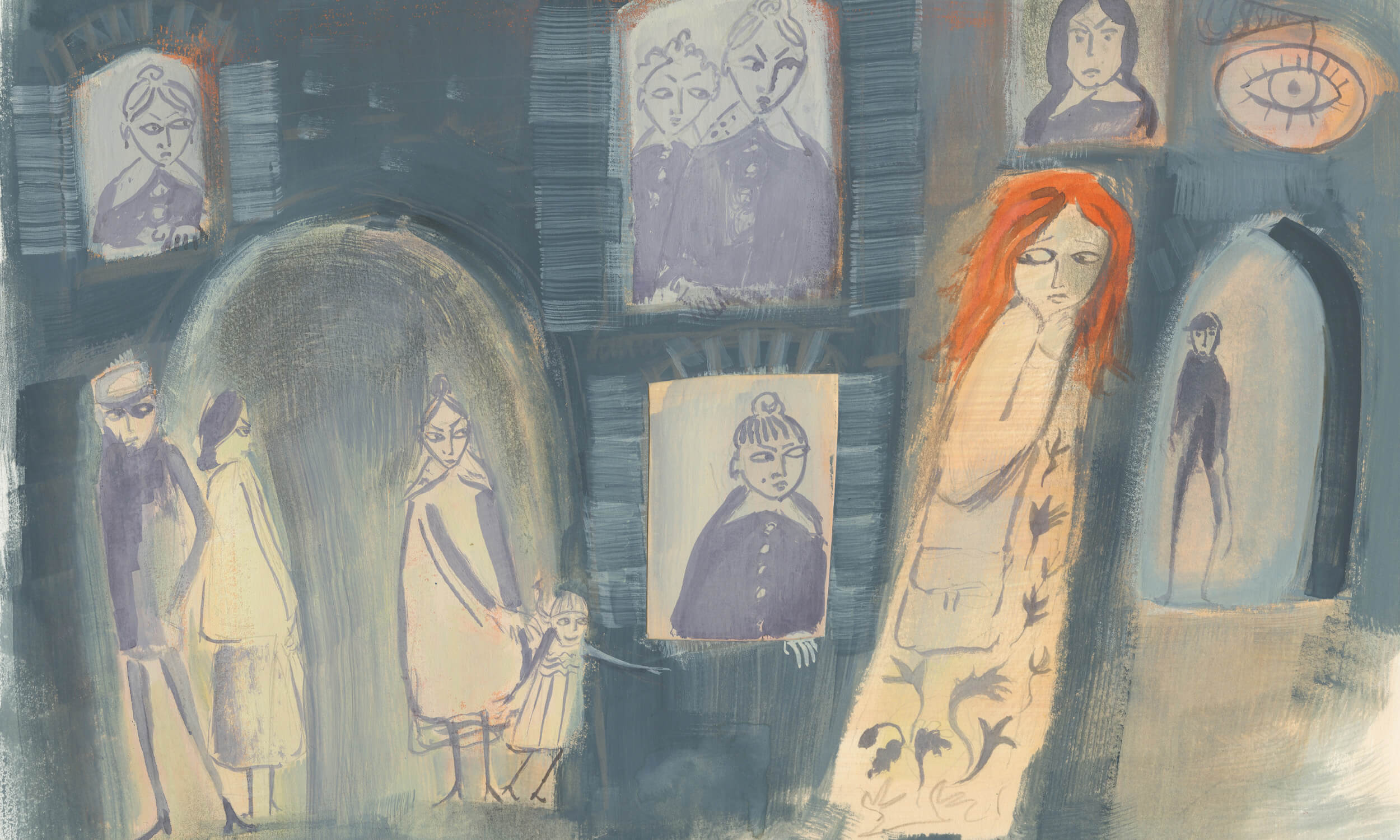 An illustration of Tehi-Tegi being watched by the Islanders of The Isle of Mann.